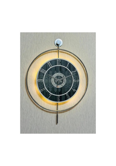 Pey Aksesuar Metal Camlı Duvar Saati Krom Statık 50 X 70cm Orta Boy Işıklı M51-kromgrı-füme-beyaz-gümüş M51-kromgrı-füme-beyaz-gümüş