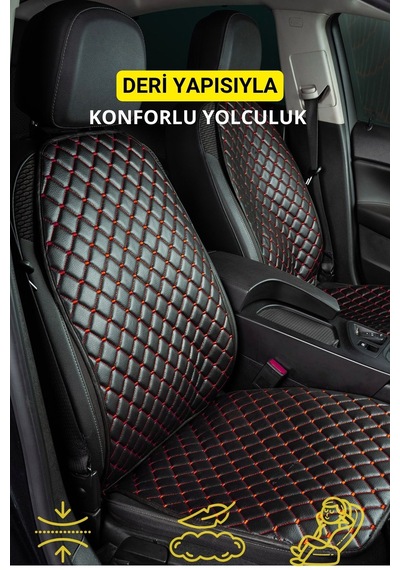 Deri-vinil Oto Minder Seti Kırmızı 7 Parça