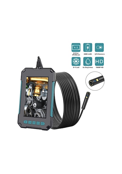 2mt 8mm Tek Lens Kablolu Hd1080p Borescope Endeskop Yılan Kamera