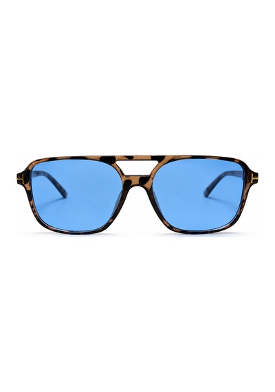 Parento Mavi Cam Leopar Desenli Pilot Vintage Retro Unisex Güneş Gözlüğü