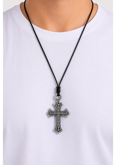 Kore İp Askılı Ve Krom Çelik Kaplamalı Unisex Tribal Kolye Kkrm-03 Gümüş9