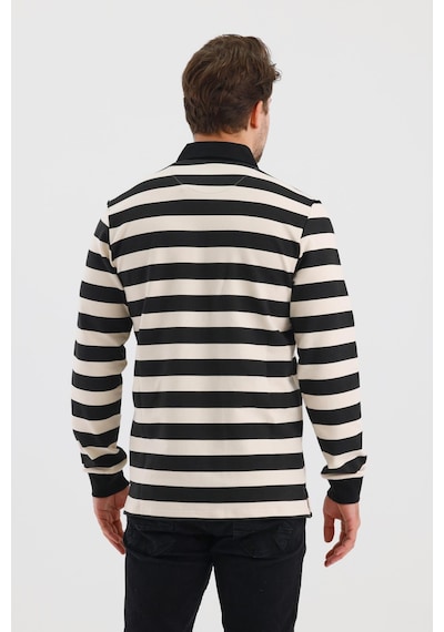 Alexander Gardi Alexandergardı Polo Yaka Nakış Aplikeli Çizgili Regular Fit Sweatshırt Wk25214 001