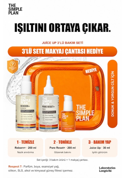 The Simple Plan Juice Up C Vitamini Işıltı Bakım Seti - Serum + Tonik + Temizleyici Çanta Hediyeli 3'lü
