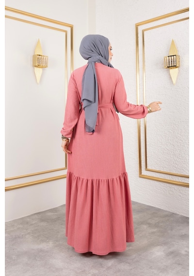 Hira Life Fashion Kadın Tesettür Giyim Belden Kuşaklı Ve Bisiklet Yaka Bürümcük Kumaş Elbise Gül Gül Hira Life Fashion Kadın Tesettür Giyim Belden Kuşaklı Ve Bisiklet Yaka Bürümcük Kumaş Elbise Gül Gül