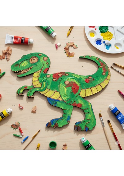 Ahşap Boyanabilir Dinozor Figürü T-rex 16x13 Cm - 3mm Mdf Eğitici Boyama Seti 10 Adet