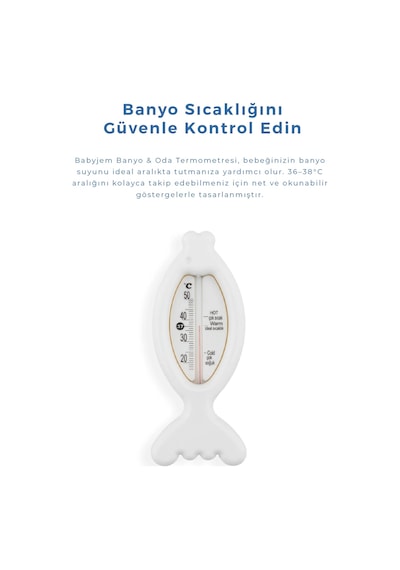 Babyjem Cıvasız Balık Banyo Oda Termometresi Beyaz