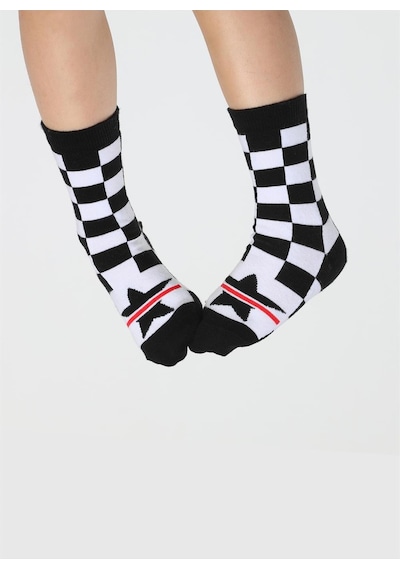 Casabony Star Dama Desenli Unisex Çocuk Çorap-siyah - Beyaz Siyah - Beyaz