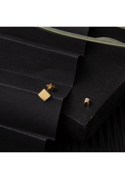 14 Ayar Altın Kare Tragus Küpe Kphsy14k22490