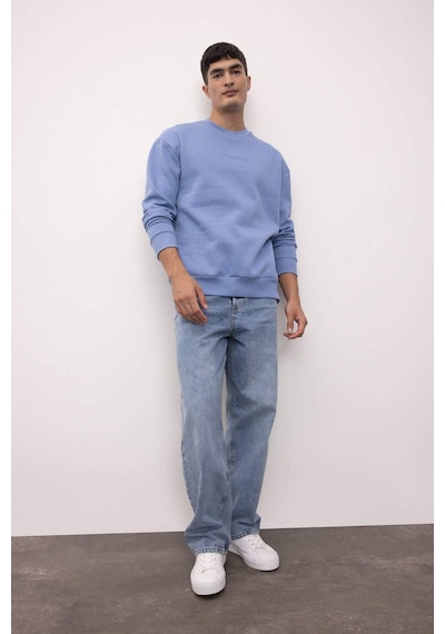Defacto Boxy Fit Bisiklet Yaka Baskılı Sweatshirt X8282AZ24AUBE797 Mavi Defacto Boxy Fit Bisiklet Yaka Baskılı Sweatshirt X8282AZ24AUBE797 Mavi