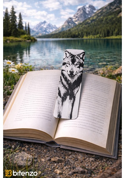 Kurt Figürlü Siyah-beyaz Kitap Ayracı