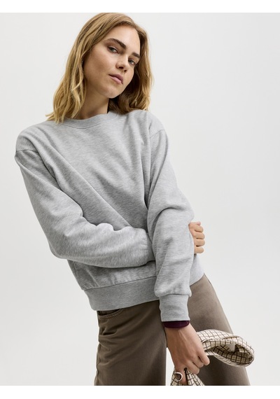 Jack & Jones Kadin Gögüs Logolu Sweatshirt - Abbie - 12223962 Light Grey Melange Jack & Jones Kadin Gögüs Logolu Sweatshirt - Abbie - 12223962 Light Grey Melange