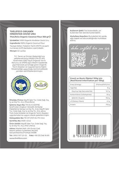 The LifeCo Organik Hindistan Cevizi Unu 350 G