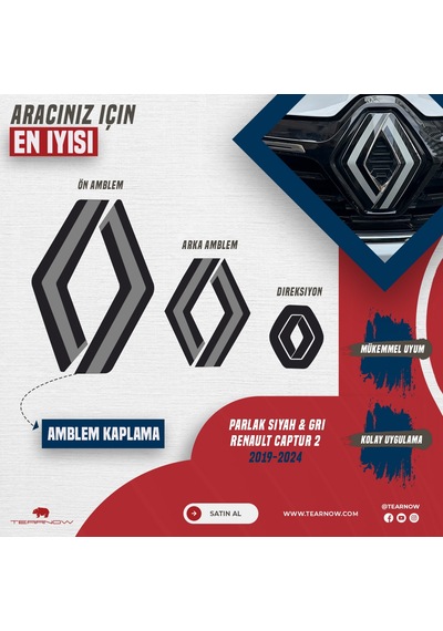 Renault Captur 2019-2024 Yeni Tasarım Amblem Kaplama Sticker