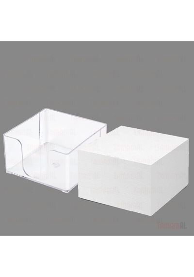 Masaüstü Küp Blok Not Kağıdı Şeffaf Plastik Kutulu 10x10x5 Büyük