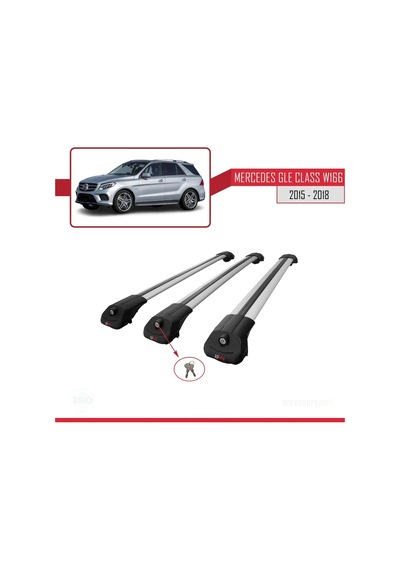 Mercedes Gle Class W166 2015-2018 Arası İle Uyumlu Ace-1 Ara Atkı Tavan Barı Gri 3 Adet Bar