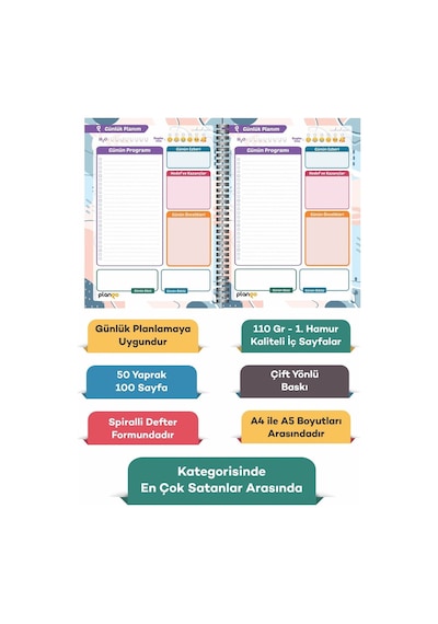 Kırmızı Hedef Günlük Planlayıcı Defter - Daily Planner - Ders Çal