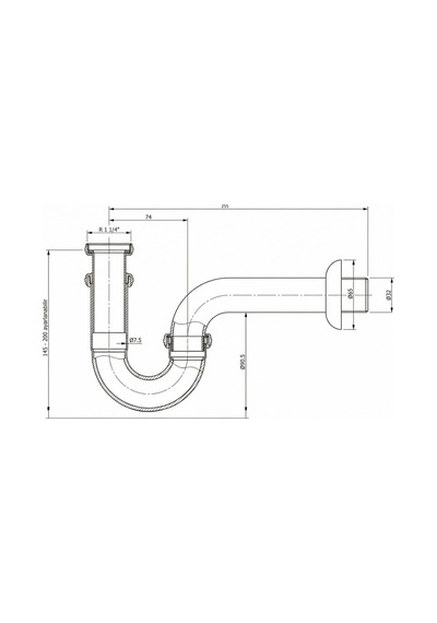 Ideal Standard U Sifon - Parlak Krom-süzgeç Hariç 1/4 - 25 Cm.