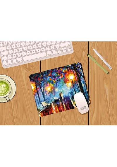 Yağmurlu Ormanda Yürüyüş - Baskılı Dikdörtgen Mouse Pad Mousepad