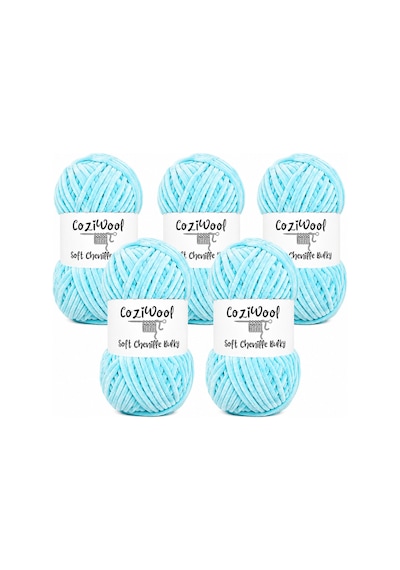 Kadife İp Soft Chenille Bulky 5'li Paket 5x100 Gr 120 Mt El Örgü İpi Turkuaz - 875823131