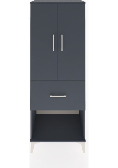 Hyperion Dolap 3 Raflı Tek Çekmeceli 2 Kapaklı 60x44x163 Antr... Antrasit
