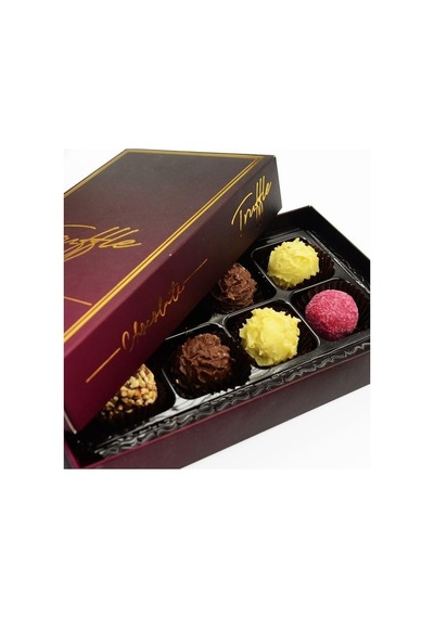 Sevgililere Özel Tasarım Kedili Fincan & Truffle Çikolata Kutusu & Zirkon Taşlı Melek Kolye Hediye Seti