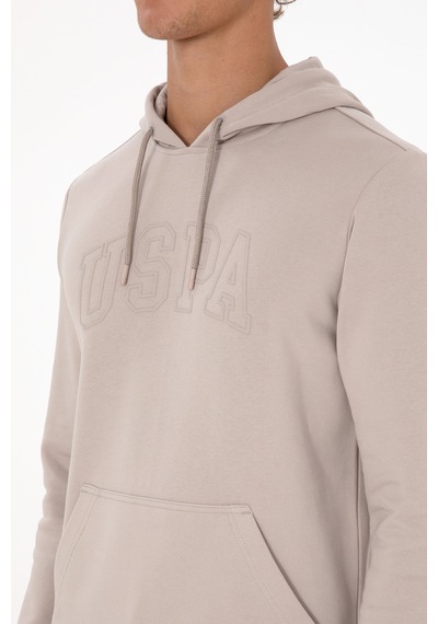 U.S. Polo Assn. Erkek Regular Fit Kapüşonlu Taş Basic Sweatshirt 50315663-VR049