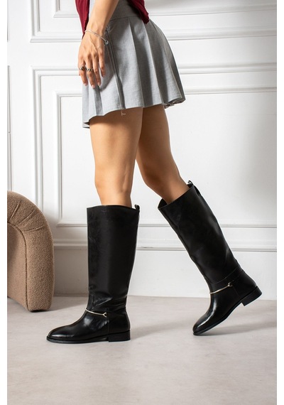 Dabab Shoes Rustle Kadın Siyah Kırışık Cilt Metal Halka Detaylı Sıcak Astarlı Kaymaz Taban 3 Cm Topuklu Uzun Konç Çizme Dabab Shoes Rustle Kadın Siyah Kırışık Cilt Metal Halka Detaylı Sıcak Astarlı Kaymaz Taban 3 Cm Topuklu Uzun Konç Çizme