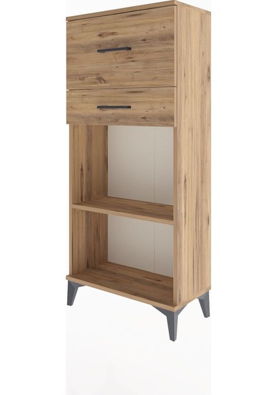Arges Dolap Tek Raflı 2 Çekmeceli 60x30x134 Çam-çam Çam