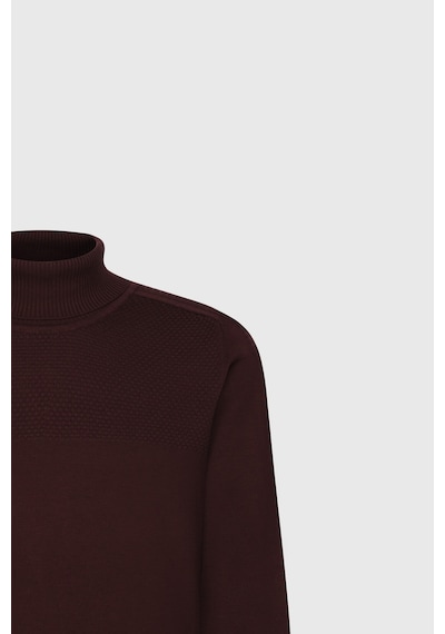 AC&Co / Altınyıldız Classics Erkek Bordo Pamuklu Standart Fit Normal Kesim Tam Balıkçı Yaka Jakarlı Triko Kazak Bordo