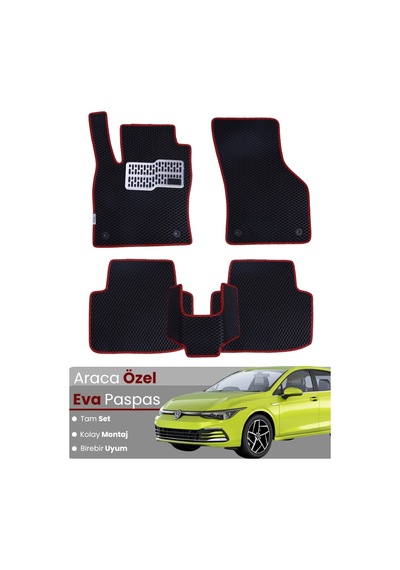Volkswagen Golf 8 2019-2023 Uyumlu Eva Paspas Tam Set Oto Paspas,araca Özel,su Geçirmez 495