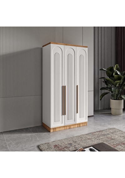 Flora 3 Kapaklı Komple Mdf Gardırop - Elbise Dolabı