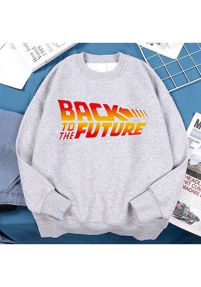 Startmore Tarzsokak Geleceğe Geri Film Logosu Hoodie Erkekler Vintage Casual Hoody Anime Gevşek Kazak Harajuku Po Gri