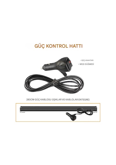 Turuncu Tepe Çakar Bar Led 90cm 12-24v Off Road Çekici Traktör İkaz Lambası Çakar 17 Modlu