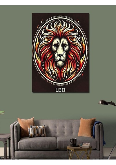 Kanvas Tablo Aslan Ve "leo" Burcu Simgesi 70cmx100cm