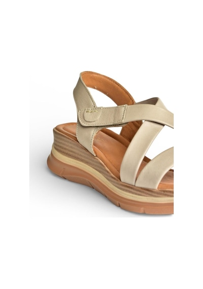 Fox Shoes Y555420203 Vizon Hakiki Deri Kadın Sandalet Vizon