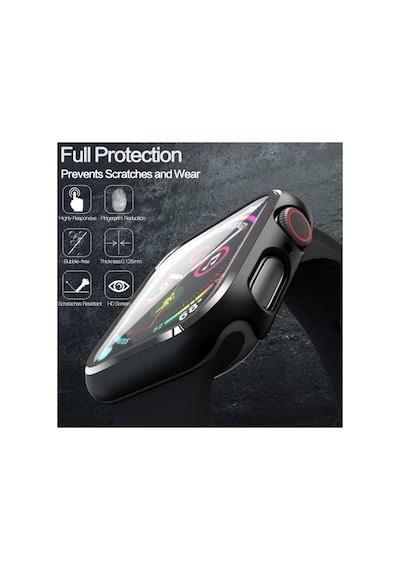 Apple Watch 7 Uyumlu 45 Mm Ekran Koruyucu Cam 360 Derece Kasalı Tam Kaplama