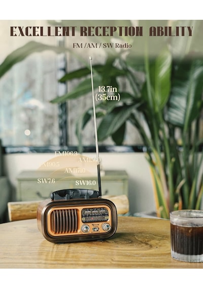 Ultratekno RX-BT628S BT/TF/USB/FM/AM/SW 3 Bandlı Güneş Panelli Nostaljik Radyo