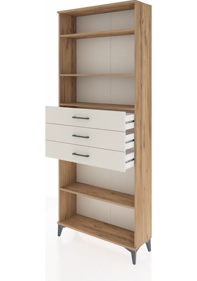 Arges Dolap 4 Raflı 3 Çekmeceli 88x30x221 Çam-aytaşı Atlas Çam