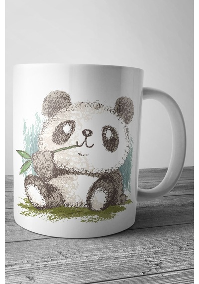 Panda Baskılı Kupa Bardak Beyaz