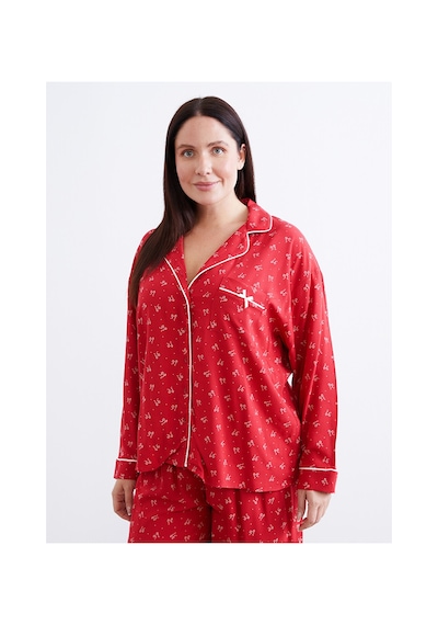 Lcw Dream Kırmızı Gömlek Yaka Kadın Pijama Takımı