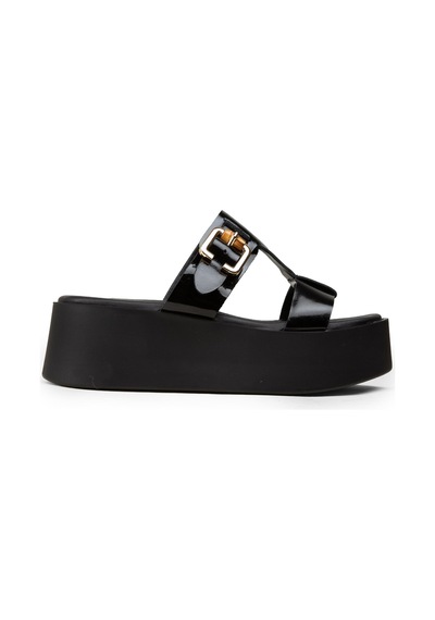 Deery Kadın Hakiki Rugan Siyah Platform Terlik - 24302zsyhc01