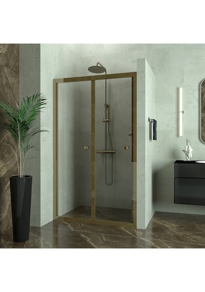Tekno Duş Bronze Corina Akordiyon Şeffaf Cam Duşakabin Şeffaf