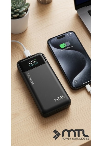 10000 Mah 22.5w Süper Hızlı Şarj Dahili Kablolu Dijital Led Göstergeli Pd Ve Qc 3.0 Powerbank Mt4310 Siyah