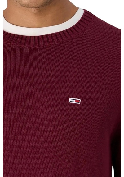 Tommy Hilfiger Tjm Slım Essntls C-neck Sweater Erkek Bordo Kazak Dm0dm18370vlp Mor