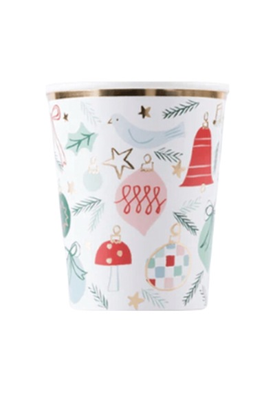 Meri Meri - Festive Pattern Cups - Yeni Yıl Bardaklar 8'li