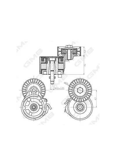 V Kayış Gergi Rulmanı - Fiat Fiorino, Grande Punto, Punto, Qubo, Idea, Linea, Mito - Gmb-gat32330
