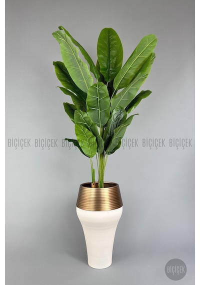 Biçiçek Yapay Starli̇ce 230 Cm Bambu Gövdeli̇ 22 Yapraklı Krem Gold Cleopatra Saksıda