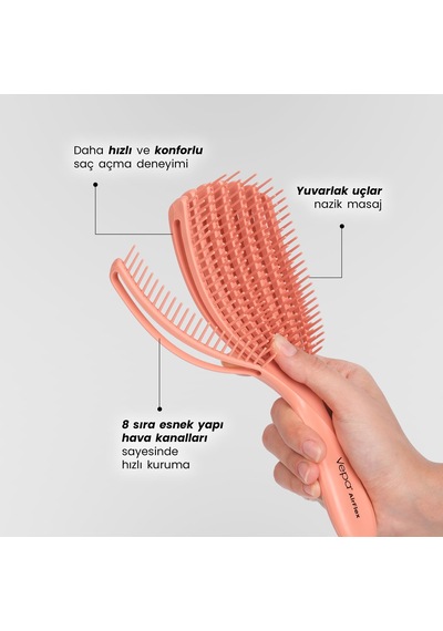 Airflex Multifonksiyonel Dolaşık Açıcı Saç Fırçası - Somon