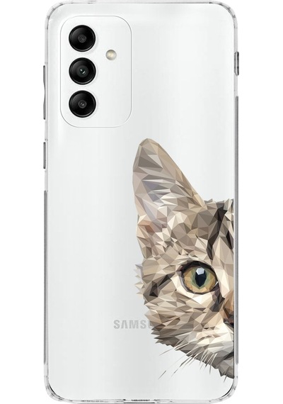 Samsung Galaxy M23 Uyumlu Köşe Korumalı Antişok Kapak Catface Tasarımlı Şeffaf Silikon Kılıf