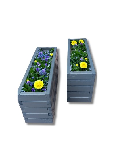 Ahşap Saksı Gardenya Antrasit Gri 100x30x45